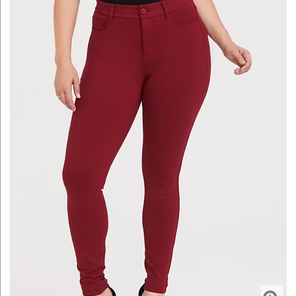 STUDIO PREMIUM PONTE STRETCH SKINNY PANT-DARK RED